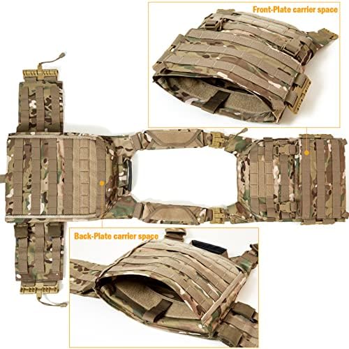 Военен Модулен Слот Жилетка MT Дишаща Регулируема Быстросъемный Армейски жилетка за Възрастни - Multicam/Черен