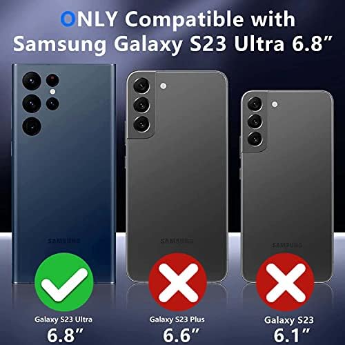 Чанта-портфейл MONASAY за Galaxy S23 Ultra 5G, [RFID Заключване] Кожен калъф-книжка с панти капак и притежател