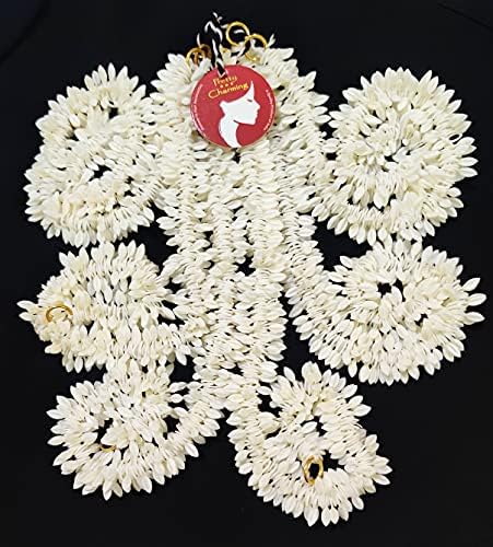 Доста очарователна гаджра от изкуствена коса (цветя на жасмин от мека пластмаса) - бял цвят