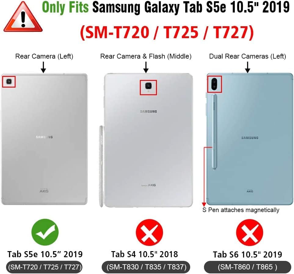 Калъф ALILANG за Samsung Galaxy Tab S5e 10,5-инчов калъф 2019 (SM-T720/T725/T727) със стилуса, от различни ъгли,