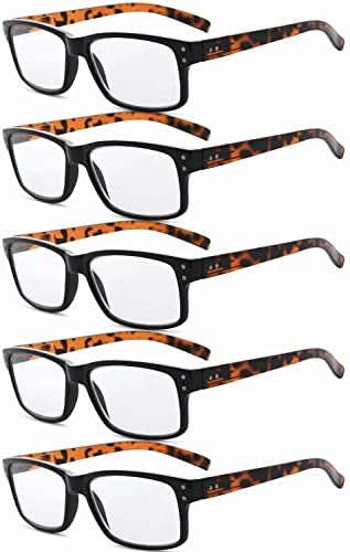 Eyekepper Спестете 10% на 5 опаковки очила за четене с кутия пролетта вериги за мъже и 5 опаковки класически очила в черни рамки с черепаховыми дужками +0,00