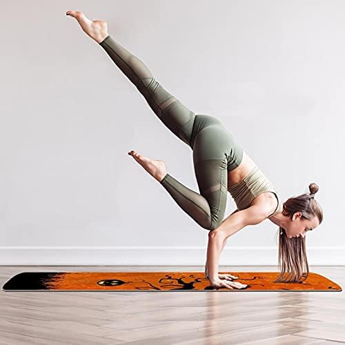 Килимче за йога с дебелина 6 мм, екологично Чисти постелки за упражнения от ТПЭ с принтом Хелоуин, подложка