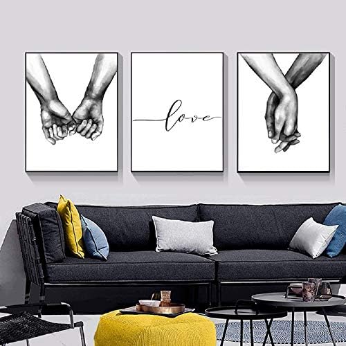 Стенно Изкуство за Спални, Хол, Минималистична черно-бял Плакат с принтом върху Платно, Любовта ръка за Ръка,