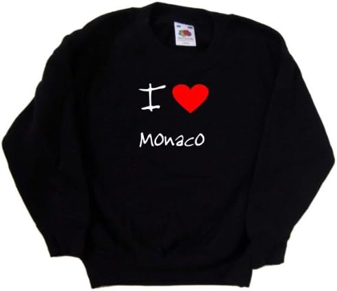 Черна детска Hoody I Love Heart Монако