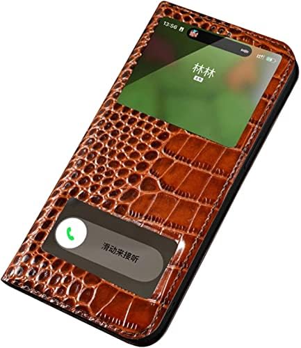Калъф за телефон IOTUP от крокодилска кожа с панти капак и прозрачен прозорец, за Apple iPhone 14, калъф-за