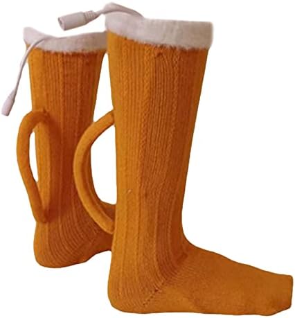 Чорапи от бира, чаши, Творчески Зимни Възли Жълти Термоноски за секс, Топли чорапи за мъже и жени, Топли чорапи