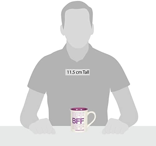 Enesco Нас име Кал BFF, Кафеена чаша с повтарящ тип Завинаги, 1 брой (опаковка от 1), виолетово-бял