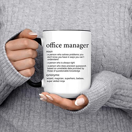 Професия офис-мениджър Означава Забавен Подарък Чаша - Определяне на офис-мениджър Чаши за Кафе 11 грама, Бяла