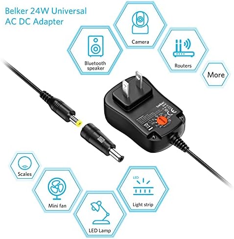 Belker 24W Multi Voltage 3V 4.5 V 5V 6V 7.5 V 9V 12V Универсален захранващ Адаптер за променлив ток, постоянен