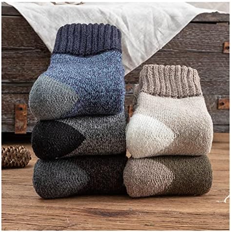 DLOETT 5 двойки/Лот, Зимни Изолирана Вълнени Чорапи, Мъжки Кърпа за Запазване на Топлината, Памучни Чорапи за