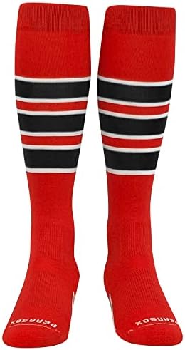 Чорапи за бейзбол, софтбол, футбол в ивицата КРУША СОКС OTC - Червено, Бяло, Черно (C)