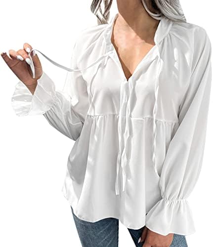 Обичайната Женска Тениска Дамска Бяла Риза С Дълъг Ръкав Расклешенный Случайни Топ Бельо Жените Риза