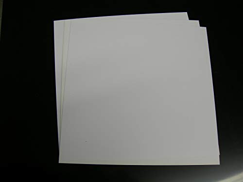 Бял лист от стирольного полистирол с Дебелина 016 инча 6 X 6, Партия от 10 листа RP087