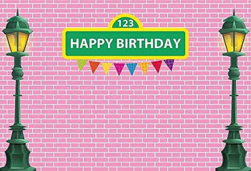 7X5ft Розово Тухлена Фон Wall Street честит Рожден Ден, Фонове, Детски Cartoony Фон За Снимки, Банер за Душата