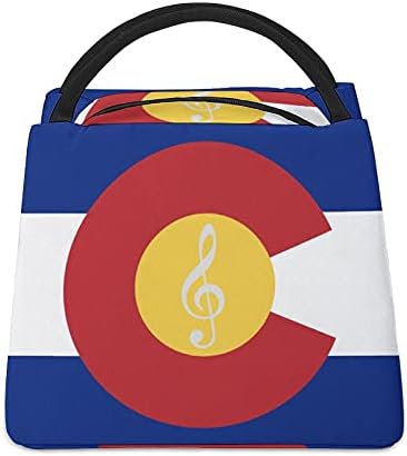 Музикални Ноти Хартата Колорадо Изолирано Чанта-Тоут За Обяд, Кутия За Храна, За Работа, На Училище, На Пикник,