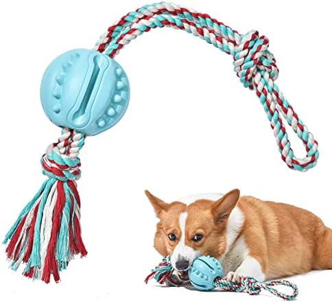 Здрава Въже за кучешки Дъвченето на топка - Топка от естествен Каучук за Дресура на кучета, Дъвчене и Интерактивна