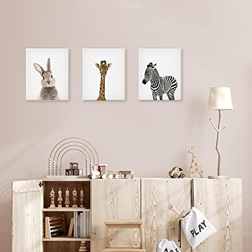 Стенен принт на платно за деца - Набор от животни - Галерия Готови за развешиванию рисунки (3 опаковки, 11 x 14)