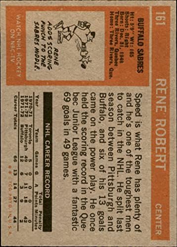 1972 Topps 161 Рене Робърт Бъфало Сейбърс (Хокейна карта) БИВШ Сейбърс