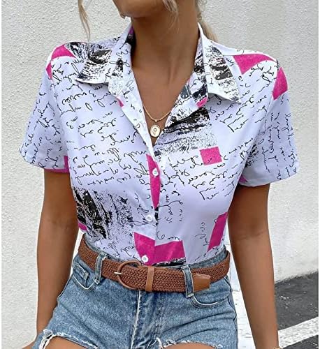Ризи с копчета за Жени, Летни Модни Тениски с Флорални V-образно деколте и Ревери, Елегантни, Ежедневни Работни