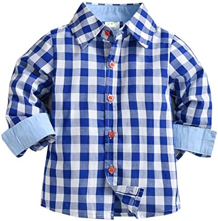 Памучни Тениски За по-малките Момчета, Зимна Риза с дълги ръкави, Блузи, Палта, Връхни Дрехи за Деца (0228C-A,
