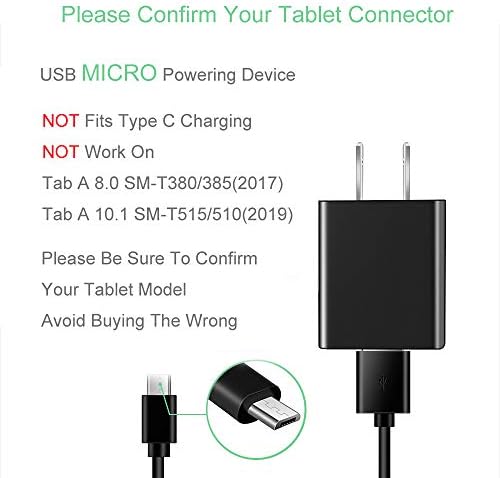 Бързо зарядно устройство Micro USB Кабел, Съвместим с Samsung Galaxy Tab 7.0 E Lite 8.0 9.6 SM-T113 SM-T560