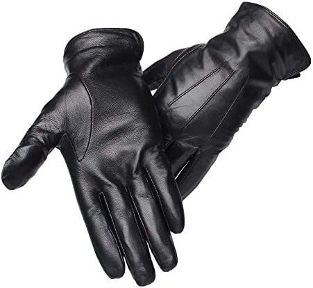 n/a Зимни Кожени ръкавици, Мъжки ръкавици с руното облицовка, Топли ръкавици на един пръст (Цвят: D, размер: