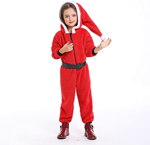 Свят без дрехи, Коледни Дълго Червено Коледна рокля с качулка и ръкави за момичета (Червено, 8-10 години)