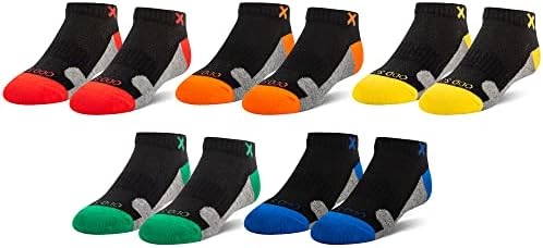 Odd Сокс Basix, Спортни детски чорапи за глезените, нисък Комфорт, 3 Блока, Многоцветни, 5 опаковки, Възраст