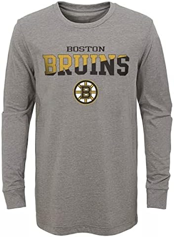 Тениска с дълъг ръкав с логото на хокеен отбор Outerstuff Boston Bruins Juniors Размер 4-18