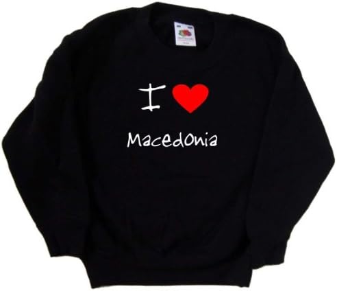 Черна детска Hoody I Love Heart Macedonia