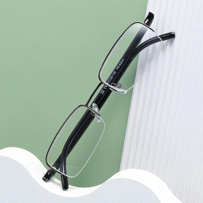 B & Q 5 Чифта Очила за четене в Метална Рамка Правоъгълна Полукадровой форма за Мъже, Леки Класически Ридеры