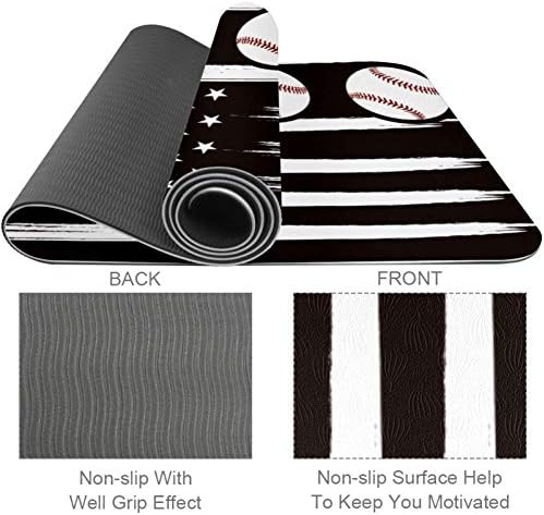 DJROW килимче За Йога, Бейзбол, Американски Флаг Натурален Подложка За Упражнения Пилатес Екологично Чист Подложка