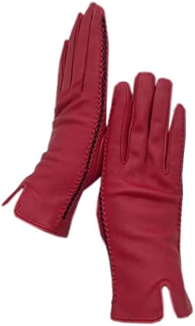 Зимни дамски ръкавици N/A, Червените Топли дебели Кожени ръкавици за шофиране със супер мека подплата, пълна