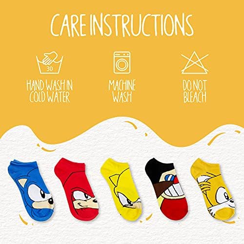 Чорапи за момчета Sonic на Таралеж No Show за видео игри (5 опаковки)