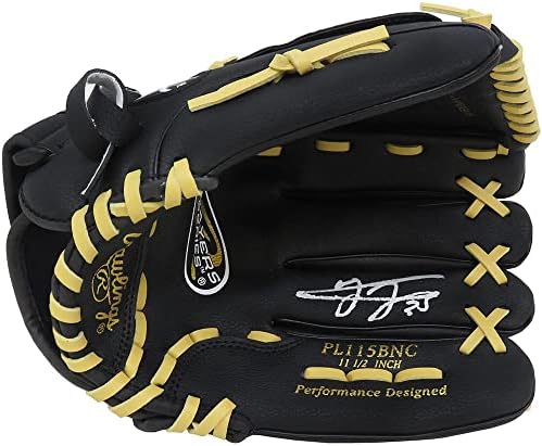 Черна бейзболна ръкавица за полеви играчи серия Rawlings с автограф на Франк Томас - ръкавици MLB с автограф