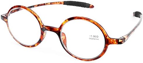DOOViC Кръгли Очила За Четене Гъвкави, Леки Очила за Четене Модерен Дизайн Костенурка за Мъже и Жени + Якост