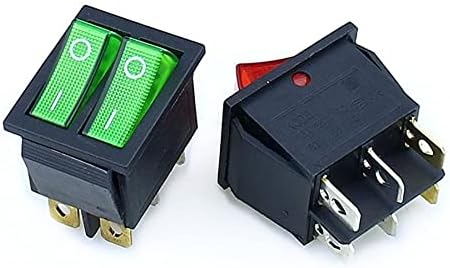 SVAPO KCD8 6-пинов кулисный превключвател на захранване Двухшпиндельный ВКЛЮЧЕНО-Изключено 2 положения 6 контакти с подсветка 16A 250VAC/20A 125VAC (Цвят: червено-зелен)
