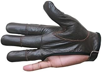 Традиционна Кожена ръкавица за стрелба с лък Ръкавица от естествена кожа (Шоколадово-кафяв, голяма)